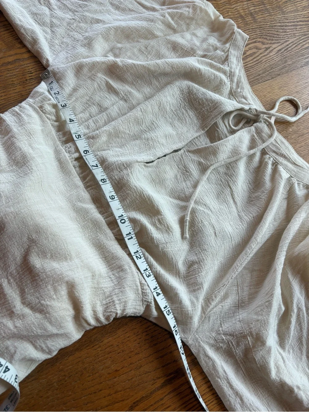 Free People The Only One Mini Dress Cream Gauze Beachy Long Sleeve Tie Waist S